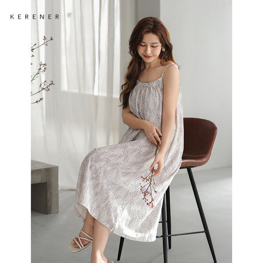 可人儿小众设计师新款泡泡绵女睡衣夏季少女吊带睡裙可外穿连衣裙 商品图3