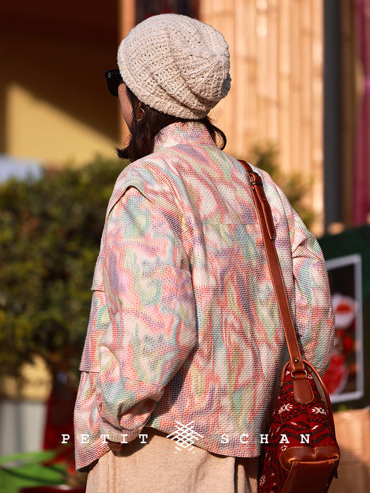 PETIT SCHAN小闪 CLO#721 Colourful tofu 花豆腐 日本进口棉混纺可拆卸两穿春秋工装马甲/夹克外套 商品图2