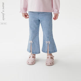 马克珍妮女童蝴蝶结Q弹牛仔喇叭裤 宝宝裤子2025年春装新款550336