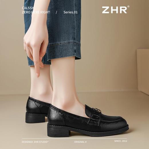 ZHR玫瑰扣饰乐福鞋女2025春季新款复古英伦风单鞋一脚蹬小皮鞋子 商品图7