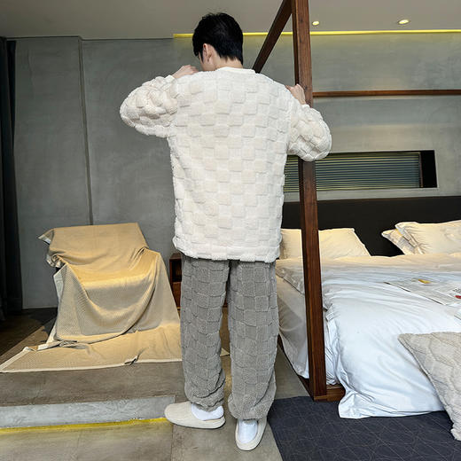 【冬季迎新】洁丽雅正品加绒加厚情侣睡衣柔软珊瑚绒大码保暖套装 商品图4