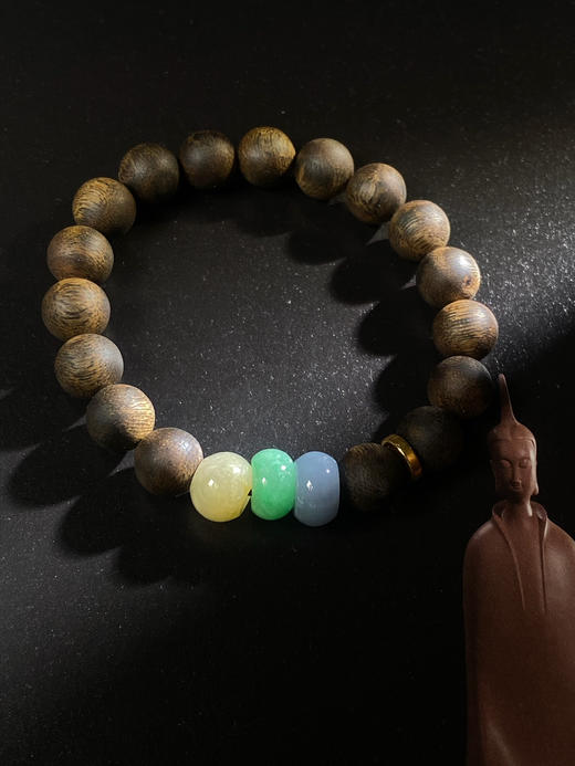 新年礼🎁沉香DIY手串三彩翡翠18K金 商品图5