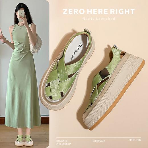 ZHR则则厚底透气板鞋女2024夏季复古时尚百搭单鞋增高罗马凉鞋女 商品图6