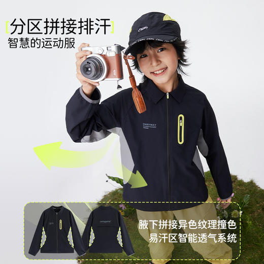 onmygame【机能衬衫外套】男女童2025新款防泼水长袖上衣KEB0C310561 商品图2