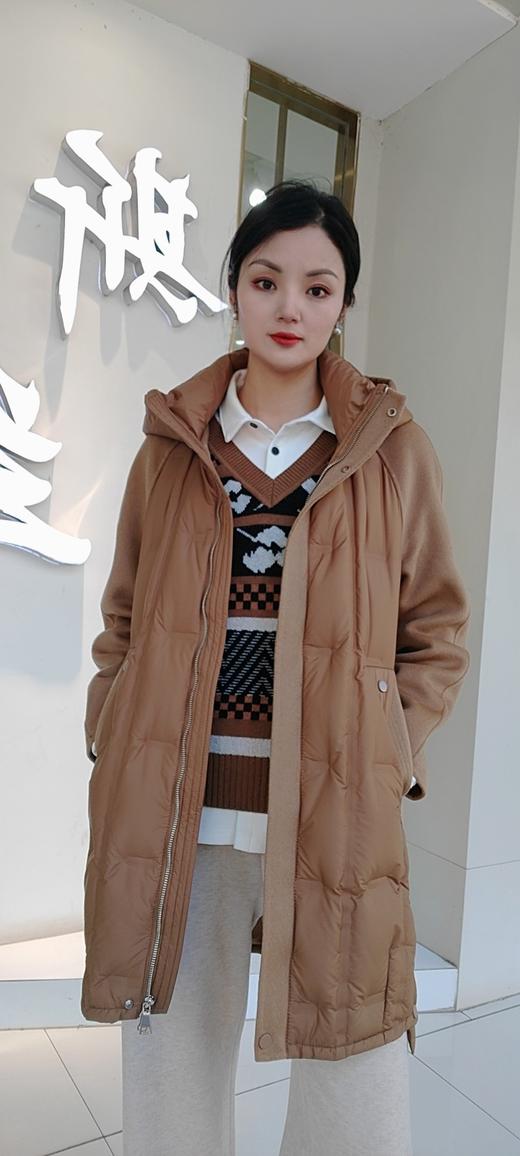 488522时尚款拼双面呢中长款羽绒服 商品图5