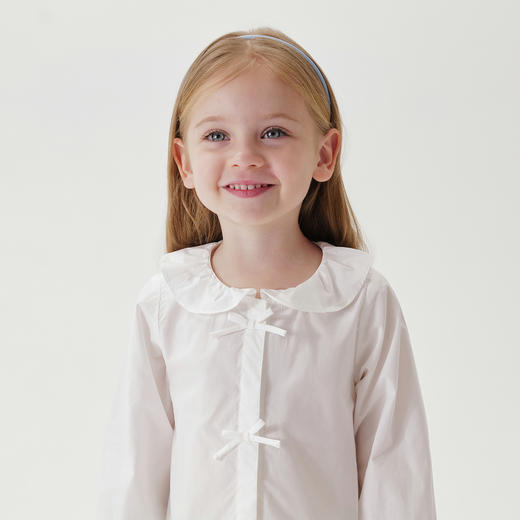 马克珍妮女童甜美荷叶领衬衫 宝宝纯棉衬衣2025年春装新款250251 商品图2