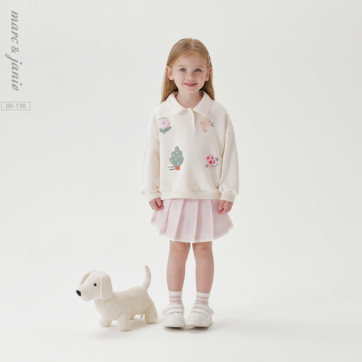 马克珍妮女童卡通公园软糯polo领卫衣宝宝2025年春装新款250218 商品图0