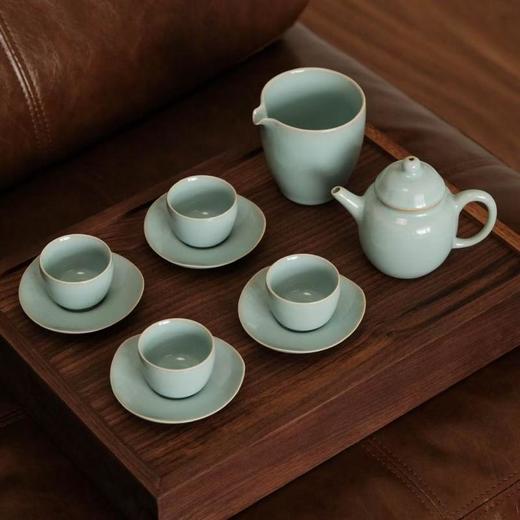 汝瓷 玛瑙天青釉 开片茶具小品壶大套装  釉色温润雅致 釉面光亮内敛 雅致 商品图0