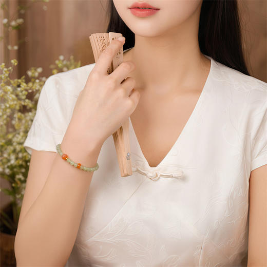 玉玲珑手链 中国风和田玉玛瑙S925银手链手串送女友礼物MEMORA诗普琳NB904601 商品图1