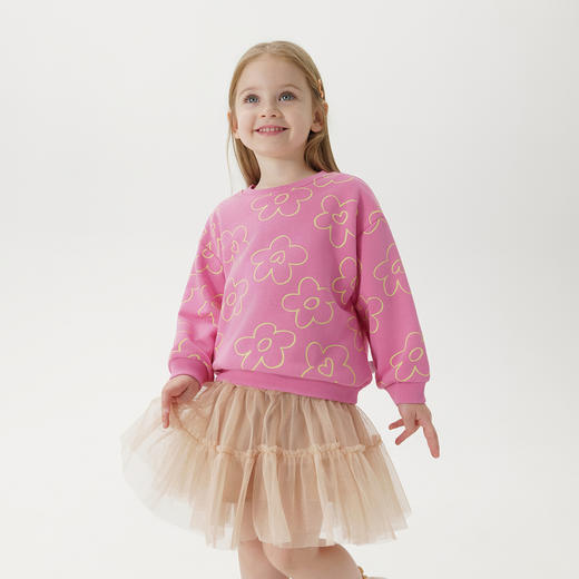 马克珍妮女童爱心花朵宽松卫衣宝宝圆领上衣2025年春装新款250217 商品图1