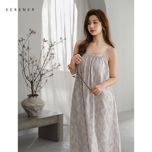 可人儿小众设计师新款泡泡绵女睡衣夏季少女吊带睡裙可外穿连衣裙 商品图1