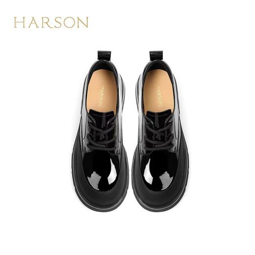 HARSON  【 B3F 】 哈森2025春季新品女鞋厚底高跟乐福鞋系带深口单鞋HS252510 商品图1