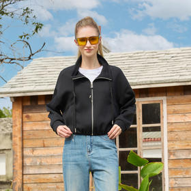 半身缘女装 春季休闲时尚显高瘦简洁宽松翻领卫衣251113U08013418