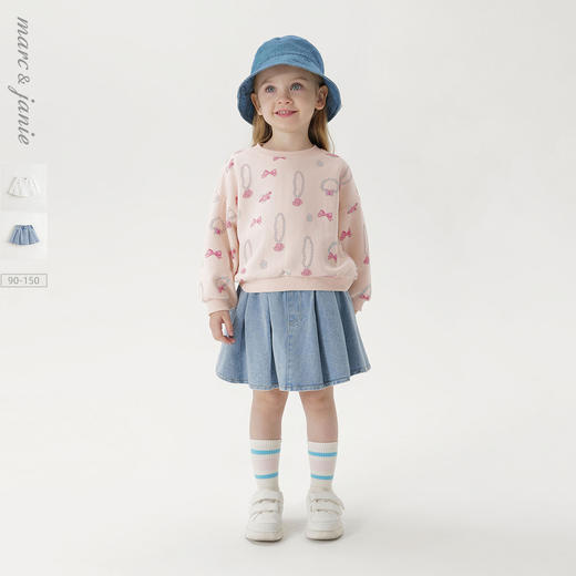 马克珍妮女童甜酷百搭牛仔短裙 儿童百褶裙2025年春装新款250203 商品图0