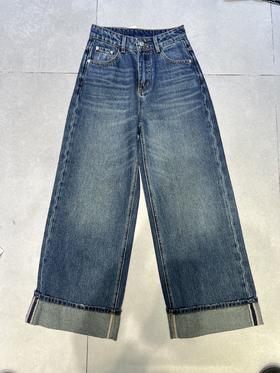 【门店同款】ENJOY冬季less is more高腰翻边直筒裤 159543550