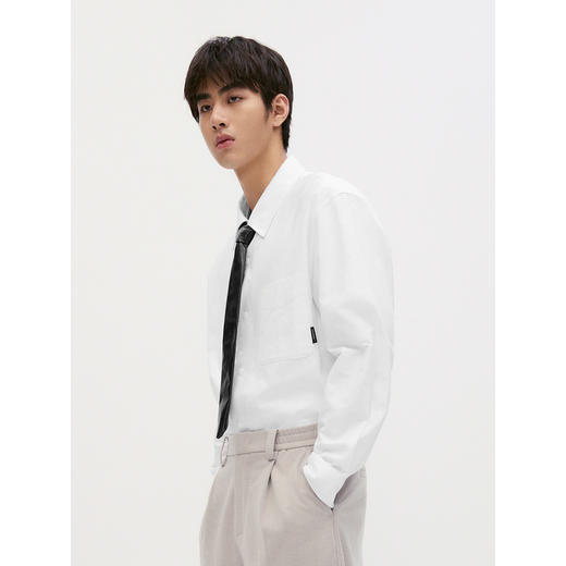 GXG男装 双色基础设计简约翻领长袖衬衫男士上衣 24年秋季热卖 商品图4