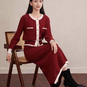 【自】全新升级【铂金会员477/天猫639/差价162】(83948) 洛诗琳法式气质小香风套装秋冬新款针织开衫半身裙两件套83948