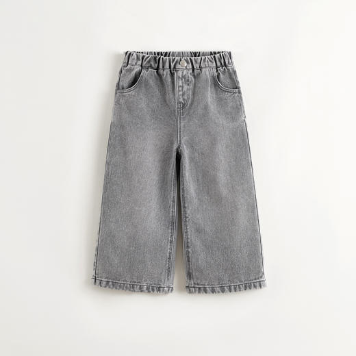 马克珍妮女童时尚百搭纯棉阔腿牛仔裤2025年春装新款250276 商品图2