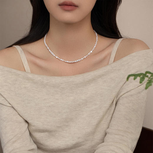 【经典】碎银子天然巴洛克珍珠项链  天然淡水珍珠项链女锁骨链简约百搭颈链925银配件可做手链一物两用带证书 商品图2