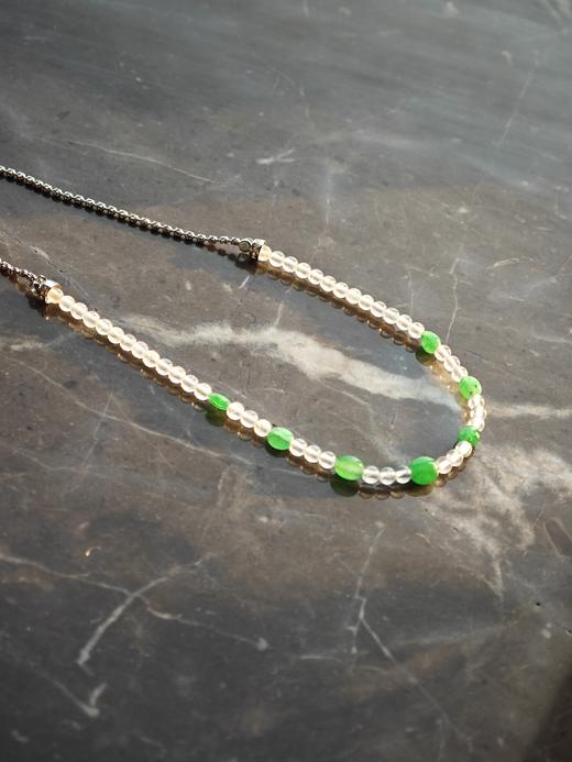 阳绿冰珠珠串翡翠项链 商品图0