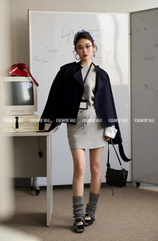 【门店同款】ENJOY春季“盐貌似糖”普洗蓝条纹翻袖外套 160793927 商品图0