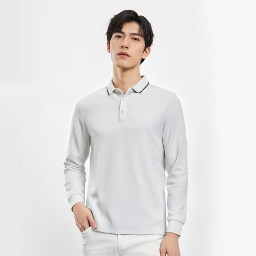 【华夫格含桑蚕丝】罗蒙男士春秋款加厚polo衫男长袖t恤男舒适男polo衫 商品图2