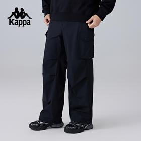 Kappa卡帕背靠背运动长裤2025新款男宽松直筒裤休闲跑步工装裤子K0F12AY71