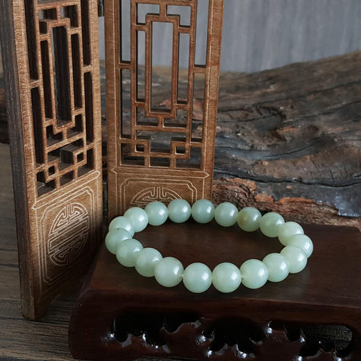 【天然正品】天然约10.0MM新疆料青玉和田玉圆珠手串 现售价：1680！031224NJM14 商品图8