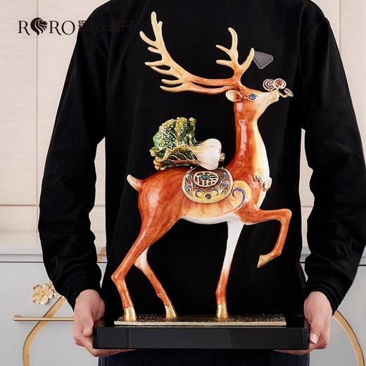 【样品特惠5折，仅1件，无货退款】罗比罗丹一路发财大号摆件珐琅彩工艺鹿摆件玄关家居饰品摆件（一路发财）大 商品图4