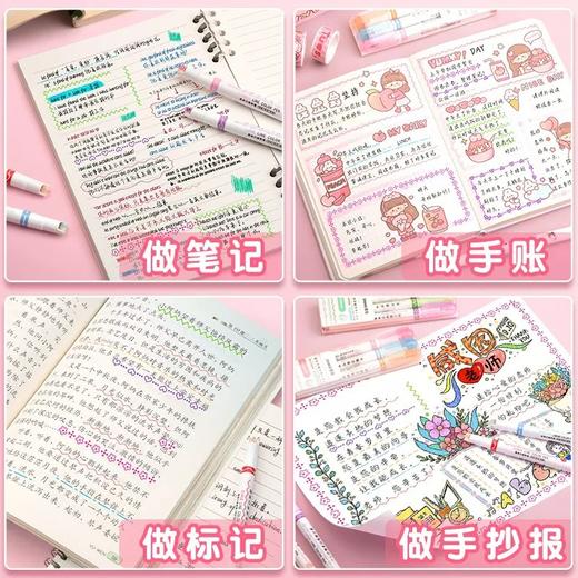 开学季福利！【新款全套花边创意笔】6支装全花纹网红创意曲线笔花形轮廓笔速干手账荧光笔彩色笔划重点波浪标记笔 商品图3