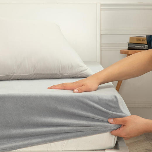 多喜爱美眠康牛奶绒床笠单件（灰/蓝） 商品图1