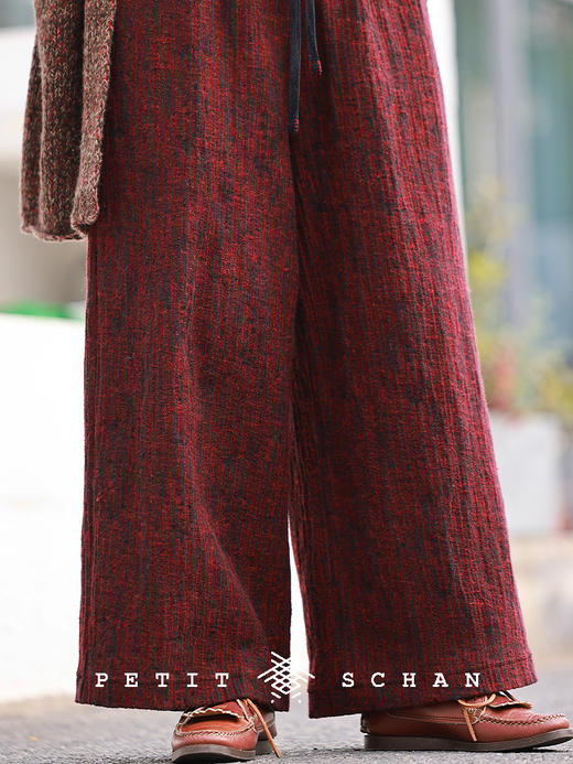 PETIT SCHAN小闪 CLO#717 The wheel of time 时间的年轮 羊毛棉树皮提花面料直筒阔腿休闲裤卫裤 商品图4