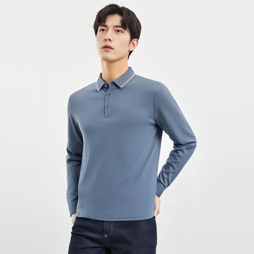 【提花领】罗蒙春秋男士仿丝光polo衫男长袖t恤男商务男士polo衫长袖 商品图1