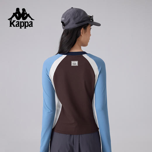 Kappa卡帕背靠背2025新款女运动T恤户外休闲长袖上衣圆领打底衫潮KPDJATC81 商品图3