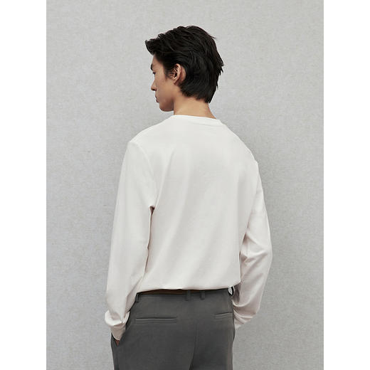 GXG男装 双色基础打底纯色简约时尚通勤圆领长袖T恤 24年冬季热卖 商品图4