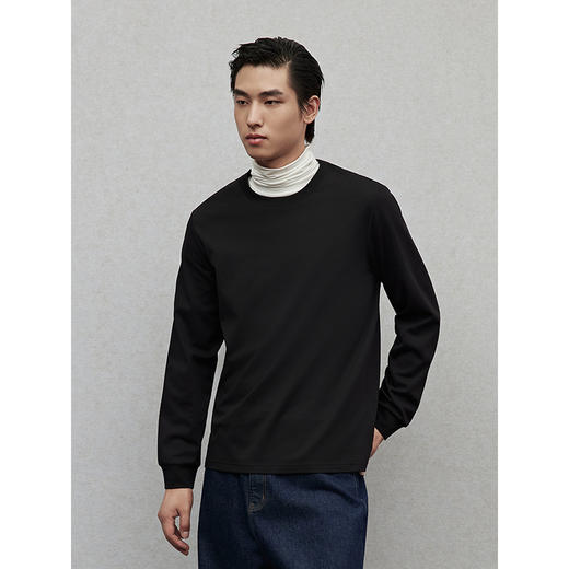 GXG男装 双色基础打底纯色简约时尚通勤圆领长袖T恤 24年冬季热卖 商品图3