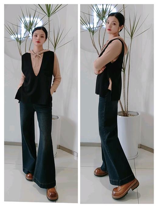 482538两面穿针织A版侧开叉纯羊毛马甲 两面翻穿 商品图4