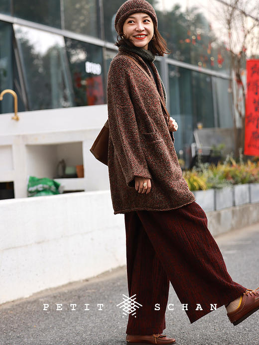 PETIT SCHAN小闪 CLO#717 The wheel of time 时间的年轮 羊毛棉树皮提花面料直筒阔腿休闲裤卫裤 商品图1