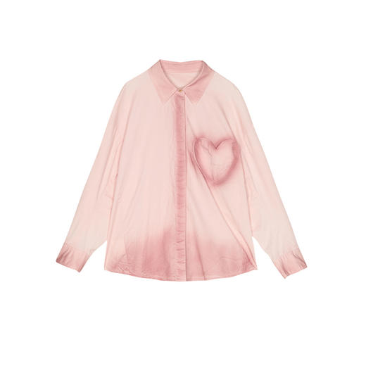 谜底大廓形衬衫长袖女2025春季新品复古风手工喷色衬衣251MC0050 商品图4