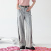谜底牛仔阔腿裤女士2025春季新品复古风水洗棉浅色长裤251MK0047 商品缩略图0