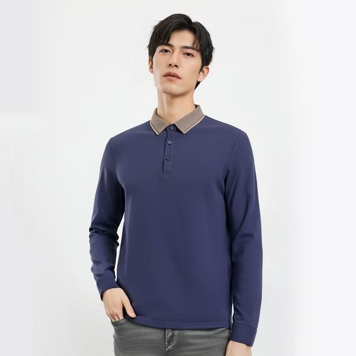 【撞色领】罗蒙春秋男士仿丝光polo衫男长袖t恤男商务男士polo衫长袖 商品图2