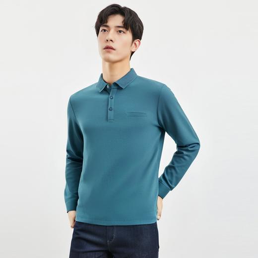 罗蒙春秋男士仿丝光长袖t恤男商务男士polo衫男长袖上衣男 商品图1