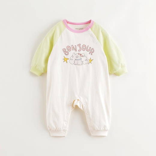 马克珍妮女童可爱猫咪撞色连体衣2025年春款新品250226 商品图1