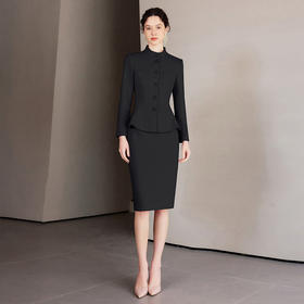 IWY/正式场合西装套装女气质小香风波浪边羊毛外套商务通勤职场女装CS2187
