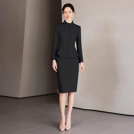 IWY/正式场合西装套装女气质小香风波浪边羊毛外套商务通勤职场女装CS2187 商品图0