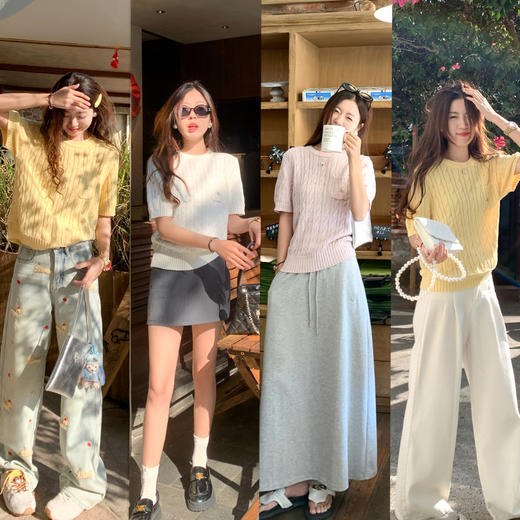 <曾小咸推荐> 3色短袖针织衫T恤 商品图1