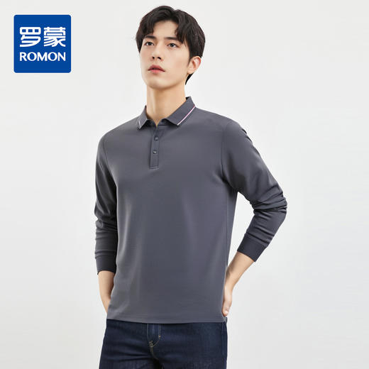 罗蒙男士polo衫男t恤长袖上衣春秋休闲百搭长袖t恤男打底衫 商品图0
