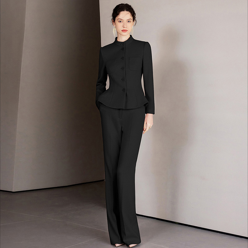 IWY/经典黑色商务新风尚高端职业正装女士经典西装外套裤子两件套CP2187