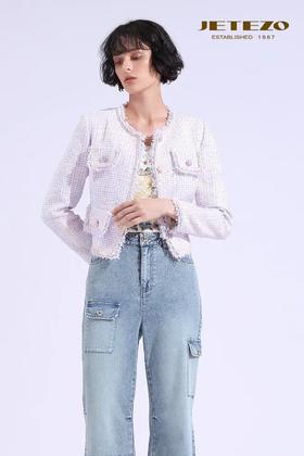 裘堤婼JETEZO香风须边优雅外套BE10011D1