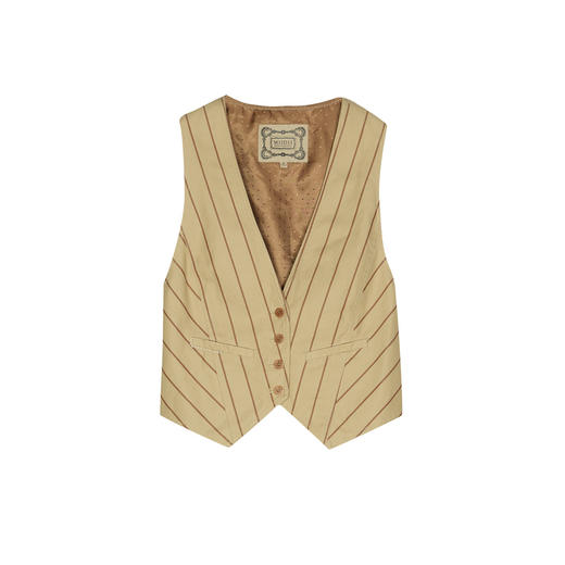 谜底条纹马夹女2025春季新品复古风拼接设计修身短马甲251MM0092 商品图4